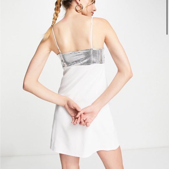River Island disco shift mini dress in white size small - Picture 2 of 5